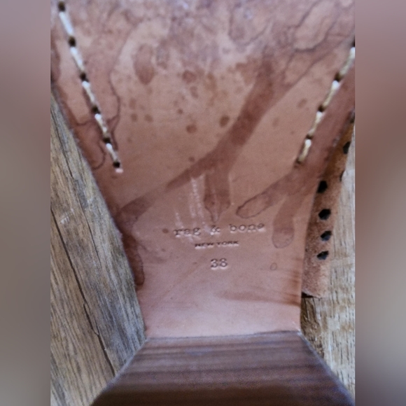 Rag & Bone Sandals Women's 8 38 Wyatt Tan Dotted Leather Stacked Block Heel - Picture 7 of 8